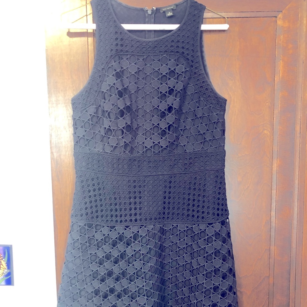 Navy blue eyelet dress
